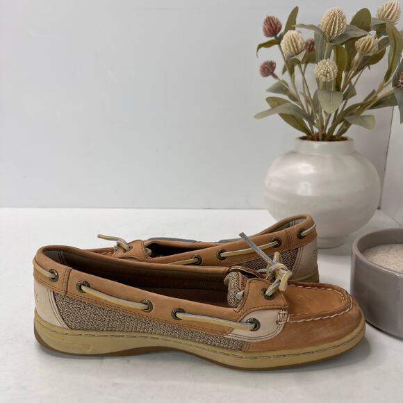 Sperry Authentic Angelfish 1-Eye Colorblock Boat Shoe Tan Women 8 NWOB - Picture 7 of 9